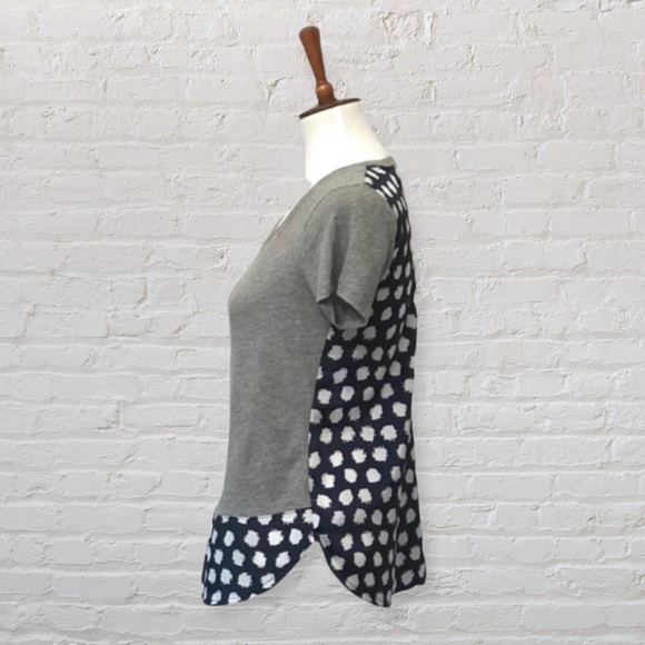 J. Crew Gray + Navy Polka Dot Swing Top | Size XS - Picture 3 of 5